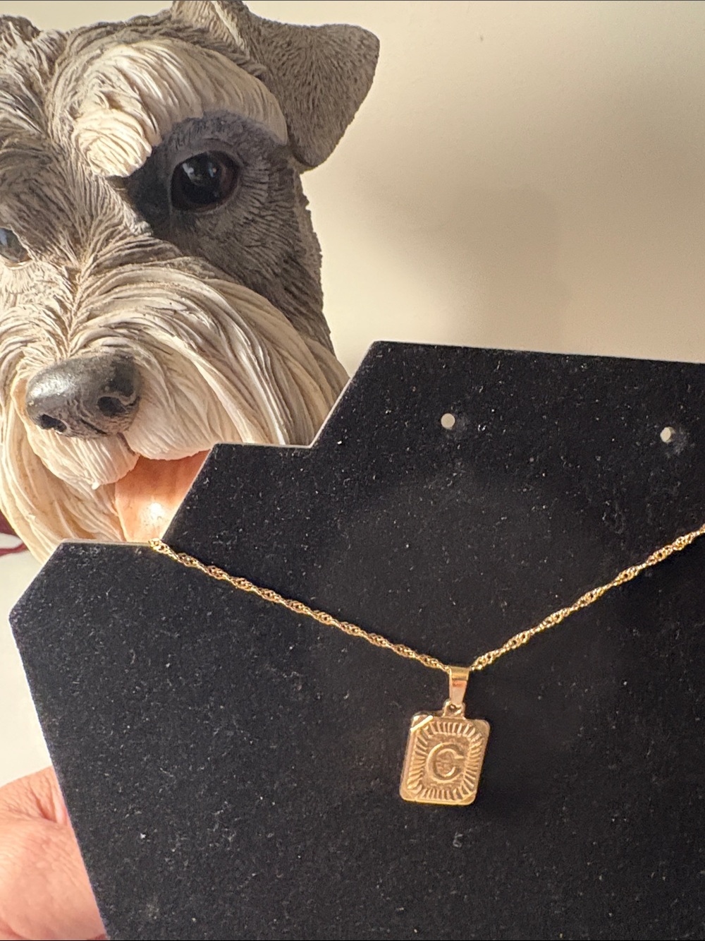Initial C rectangular charm plunder Pendant Necklace